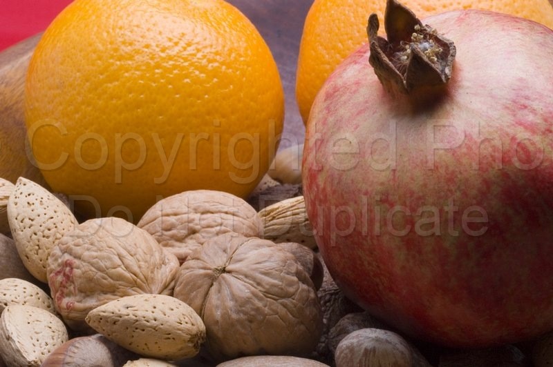 Food & Drink nuts, fruit, walnut, almond, orange, citrus, pomegranate, health, food, dine, dining, ingredients, christmas, thanksgiving, living